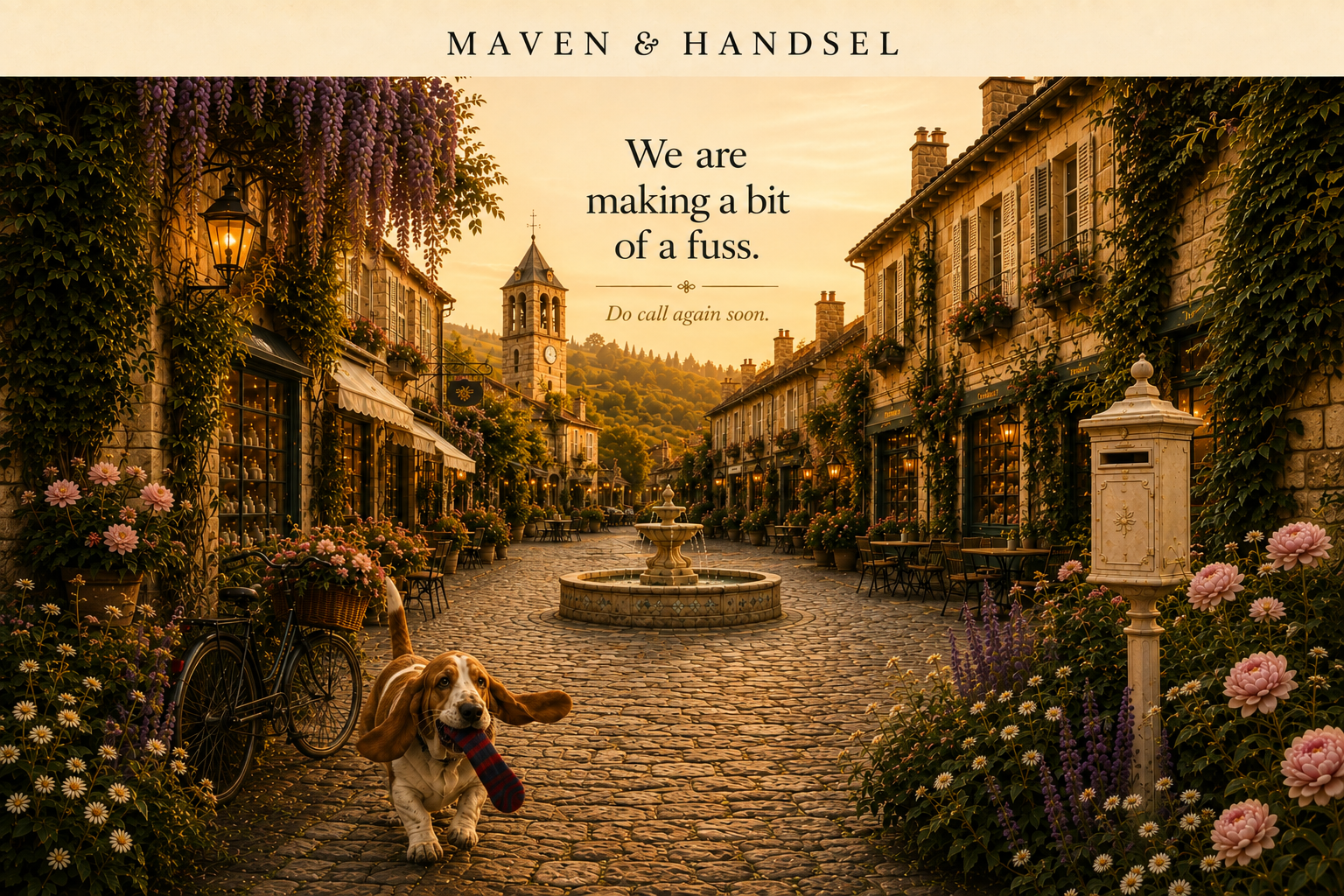 Maven & Handsel. We are making a bit of a fuss. Do call again soon.